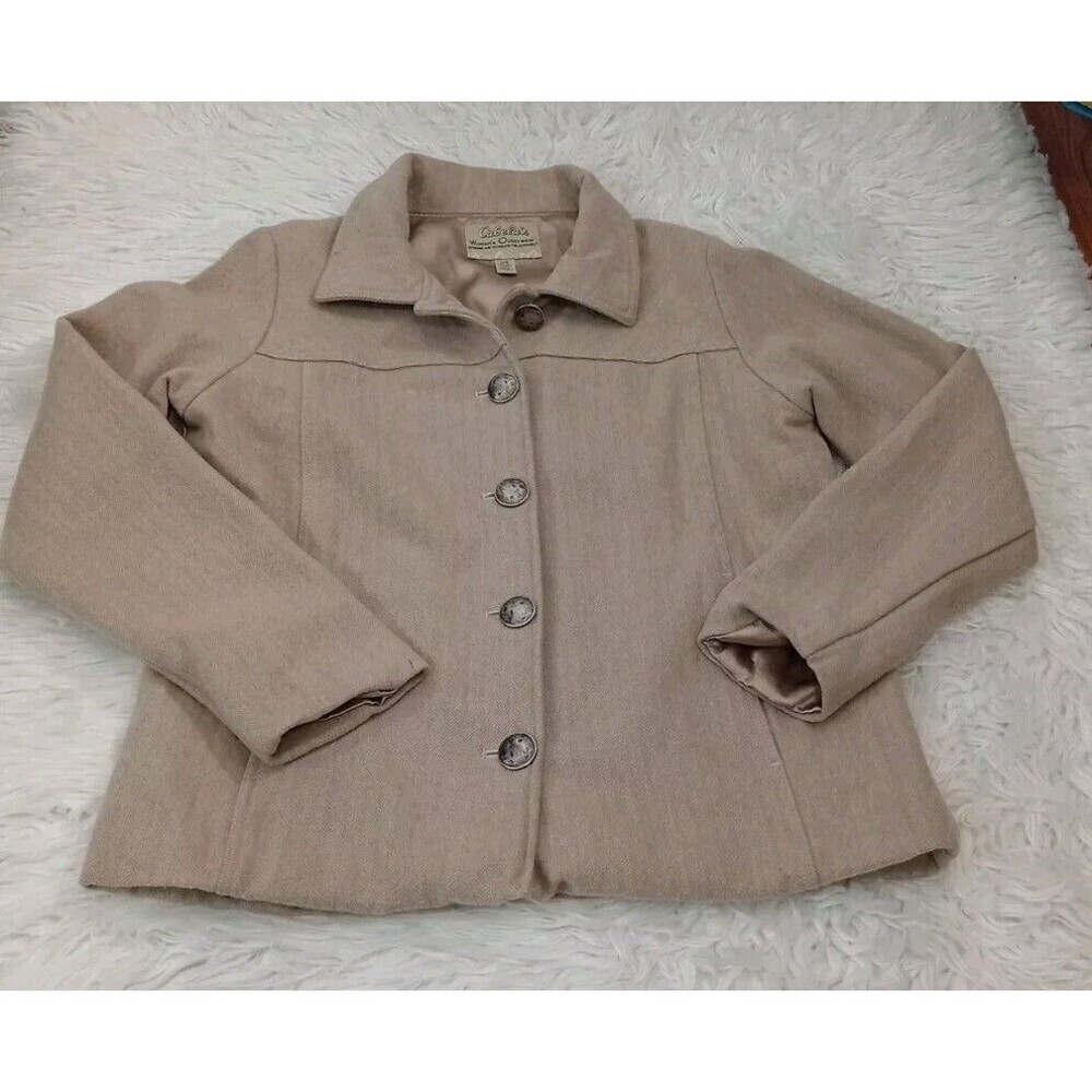 Womens Cabela's Blazer/Jacket Coat wool blend Size L  Brown beige